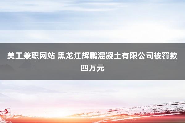 美工兼职网站 黑龙江辉鹏混凝土有限公司被罚款四万元